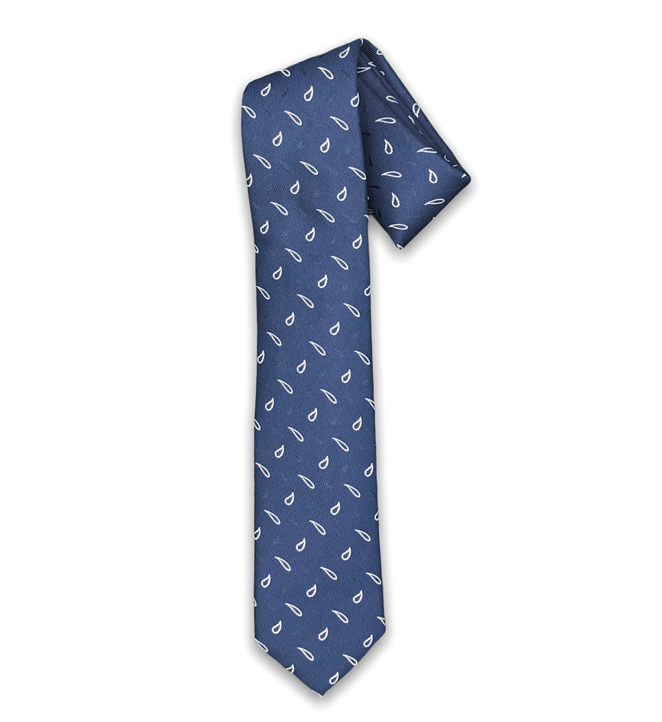 Cravatta fantasia 7 cm fondo blu 100% seta