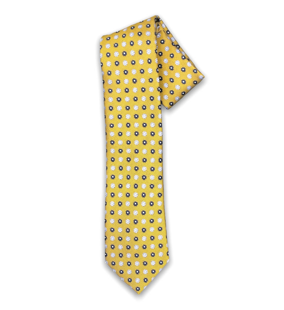 Cravatta fantasia 7 cm fondo oro 100% seta