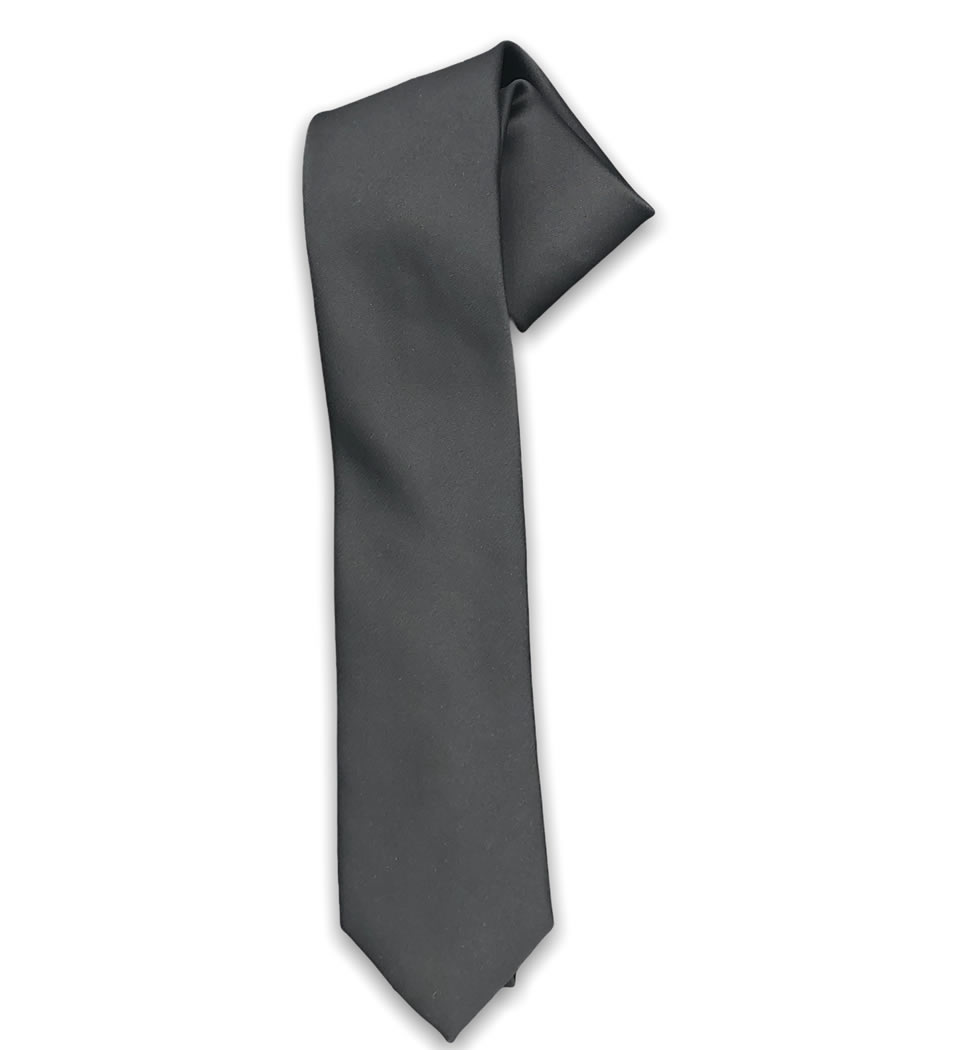 Cravatta tinta unita 7 cm nero lucido 100% seta