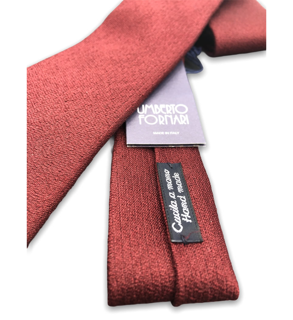 Cravatta cucita a mano 7,5 cm tinta unita rosso opaco 100% seta