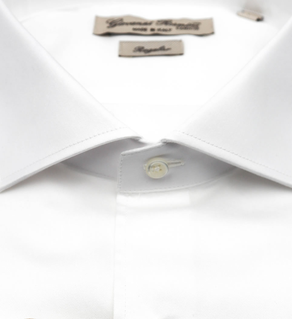 Camicia Uomo Regular collo francese tinta unita popeline bianco 100% cotone