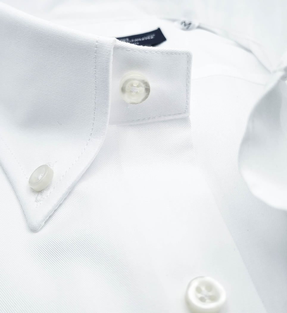 Camicia Uomo Regular collo button down tinta unita bianco 100% cotone facile stiro