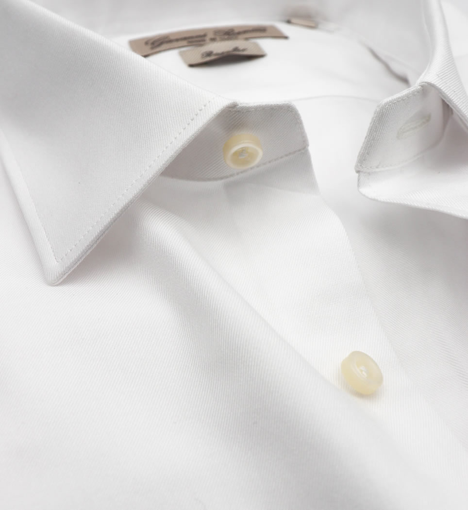 Camicia Uomo Regular collo italiano tinta unita twill bianco 100% cotone