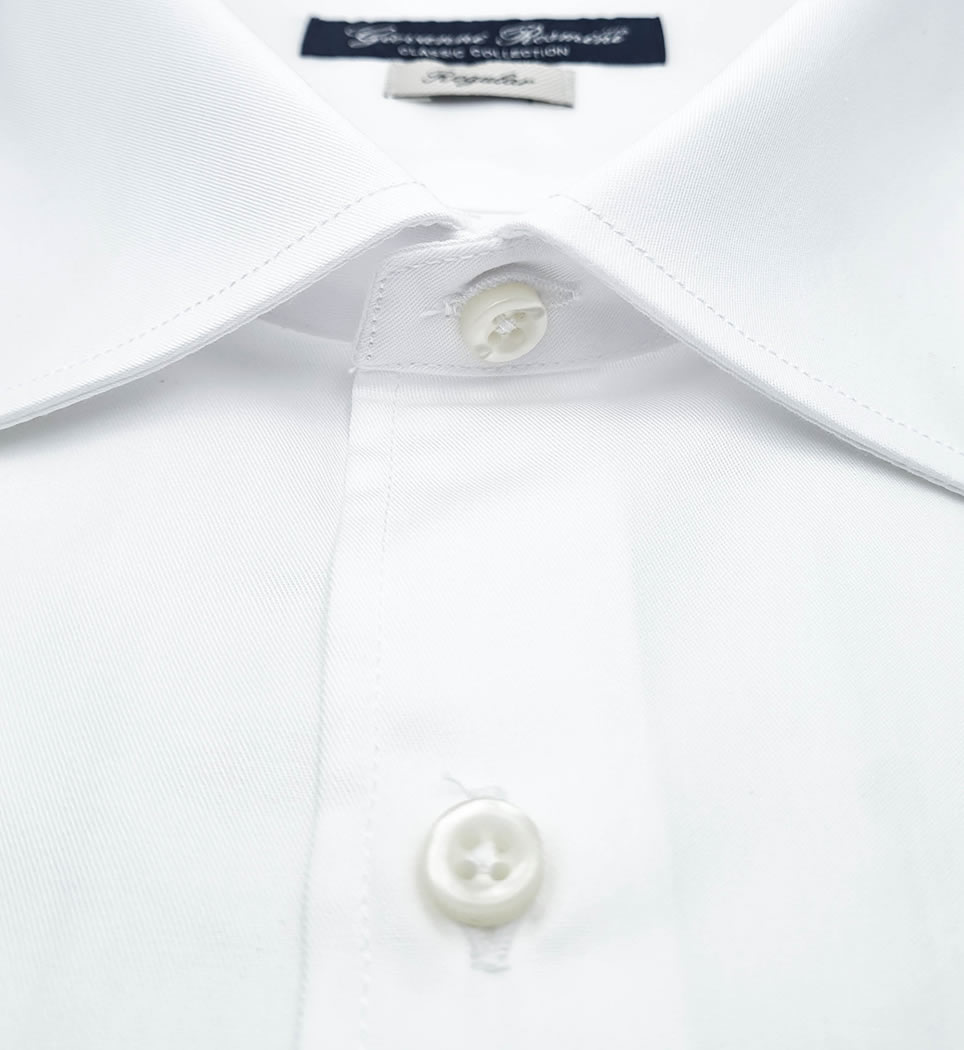 Camicia Uomo Regular collo classico tinta unita bianco 100% cotone facile stiro