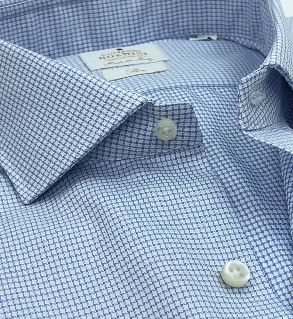Camicia Uomo Slim collo francese Microdisegno 100% cotone